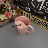 Pink Ceramic Mug with Steel Straw