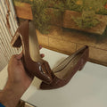 Brown Buckle Court Shoes - Maha fashions -  Women Footwear