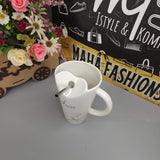 White Ceramic Mug with Steel Straw