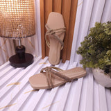 Beige Women’s Rhinestone Flat Sandals