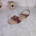 Maroon Buckle Sandals - Maha fashions -  Women Footwear