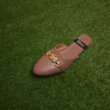 Khaki Buckle Mules in Flat - Maha fashions -  Women Footwear