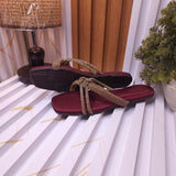 Maroon Women’s Rhinestone Flat Sandals