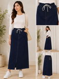 Blue Wide Leg Denim Skirt