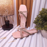 Pink Women’s Rhinestone Flat Sandals