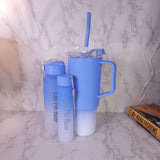 Blue Tau Pei Bear Portable Sports Water Bottle 3Pcs Set