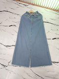 Ice Blue Wide Leg Denim Skirt