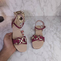 Maroon Buckle Sandals - Maha fashions -  Women Footwear