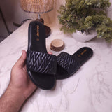 Black Quilted Slippers - Maha fashions -  Women Footwear