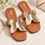 Chic Metallic Gold Flat Sandals