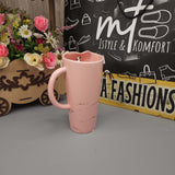 Pink Ceramic Mug with Steel Straw