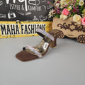 Brown Studs Strips Footwear in Heel - Maha fashions -  Women Footwear