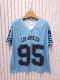 Los Angeles 95 Oversized V-Neck T-Shirt – Blue