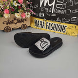 Black Studs Wegde Slides