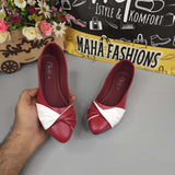 Maroon White Contrast Pumps