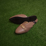 Khaki Buckle Mules in Flat - Maha fashions -  Women Footwear