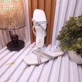 White Women’s Rhinestone Flat Sandals - Maha fashions -  Women Footwear