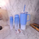 Blue Tau Pei Bear Portable Sports Water Bottle 3Pcs Set