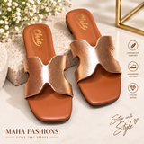 Chic Metallic Copper Flat Sandals
