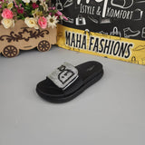 Black Studs Wegde Slides