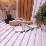 White Women’s Rhinestone Flat Sandals