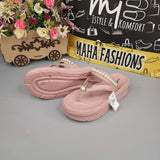 Pink Wegde Slides with Buckle & Pearl