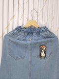 Ice Blue Wide Leg Denim Skirt