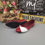 Maroon White Contrast Pumps