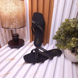 Black Women’s Rhinestone Flat Sandals
