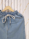 Ice Blue Wide Leg Denim Skirt