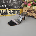 Black Studs Strips Footwear in Heel - Maha fashions -  Women Footwear
