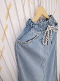 Ice Blue Wide Leg Denim Skirt