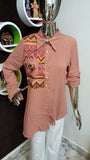 Pink Embroidery casual shirt - Maha fashions -  Shirts