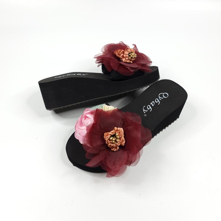 Floral Wedge Slip On - Maha fashions -  Slides