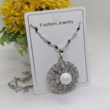 Pearl Eternity Circle Pendant Necklace