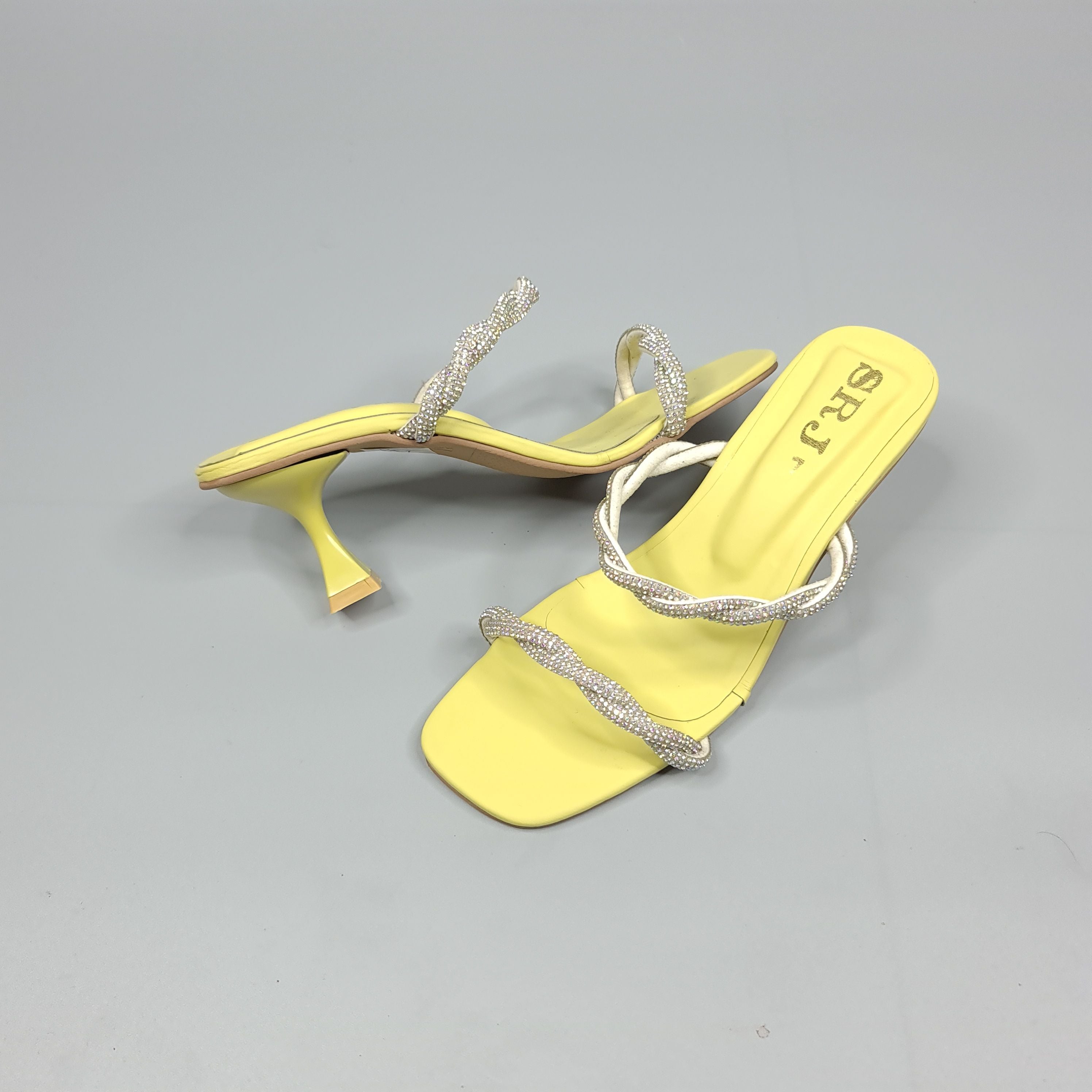 Yellow Studs Heels - Maha fashions -  