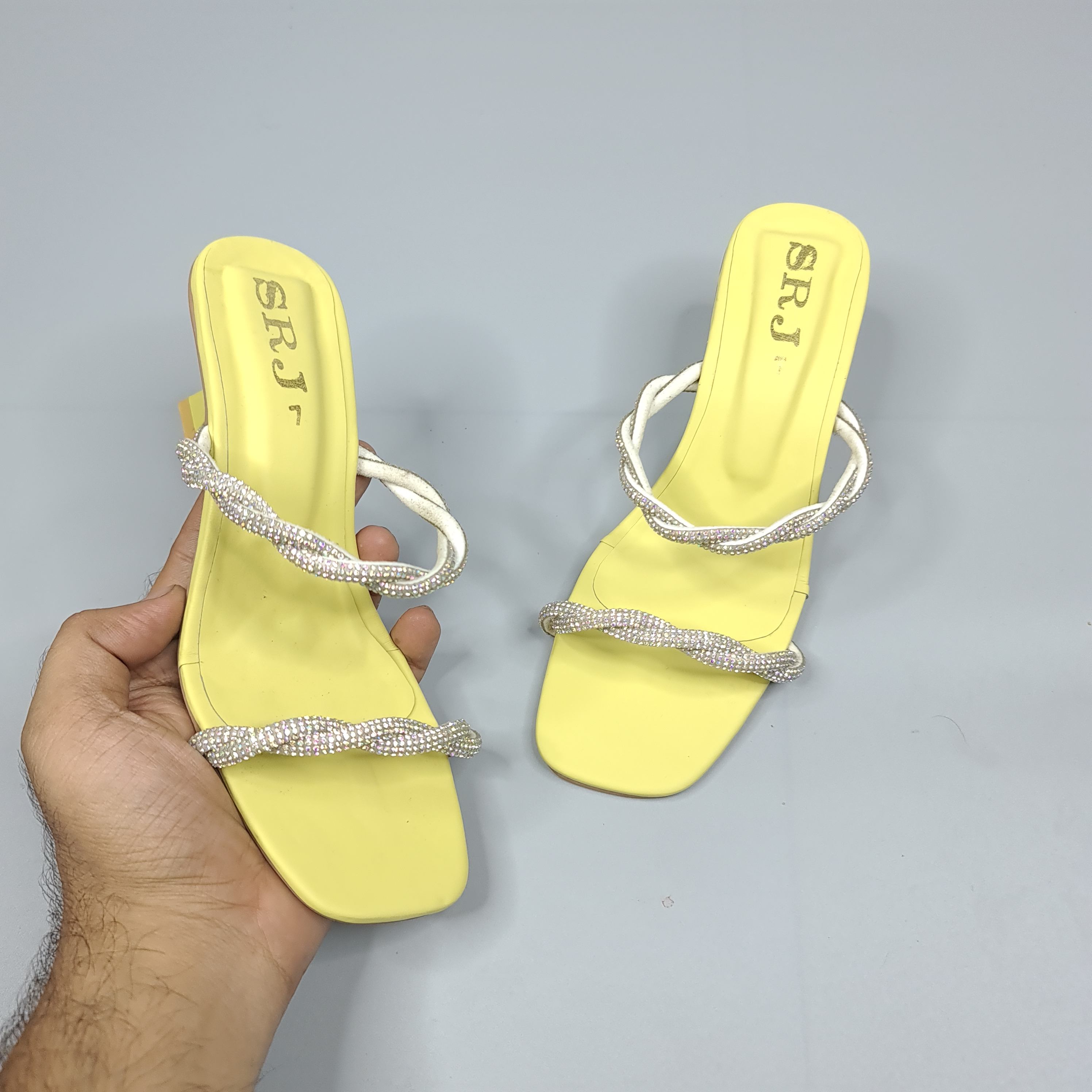 Yellow Studs Heels - Maha fashions -  