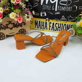Orange Studs Block heels