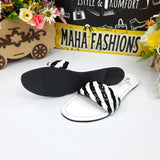 Black White Patten Flat Slippers - Maha fashions -  