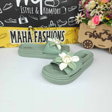 Green Floral Slides - Maha fashions -  