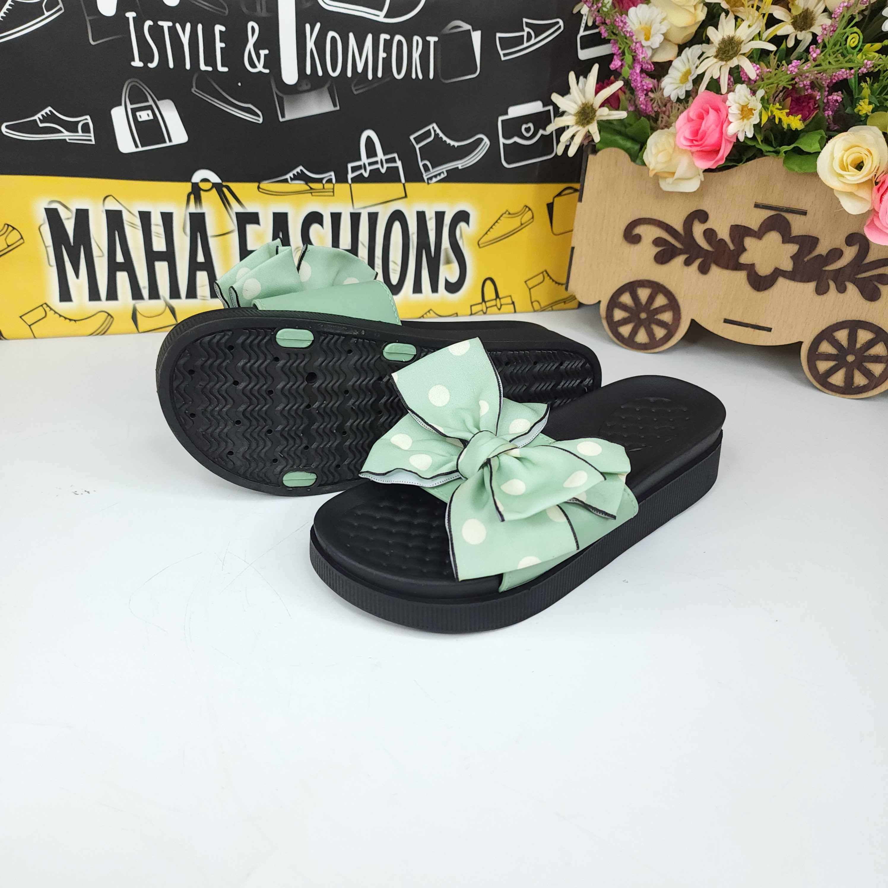 Green Polka Dots Slippers - Maha fashions -  