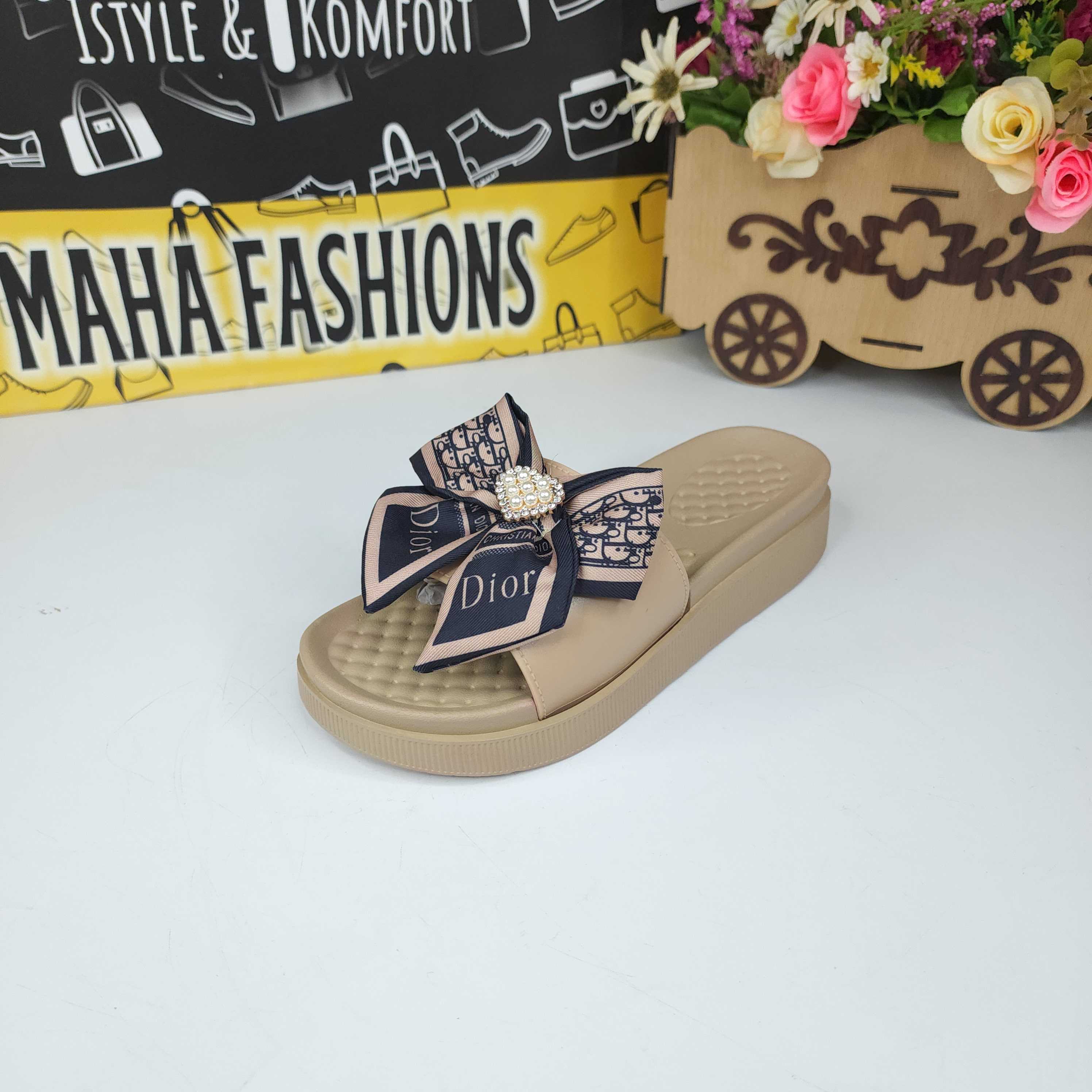Brown Bow Slippers - Maha fashions -  