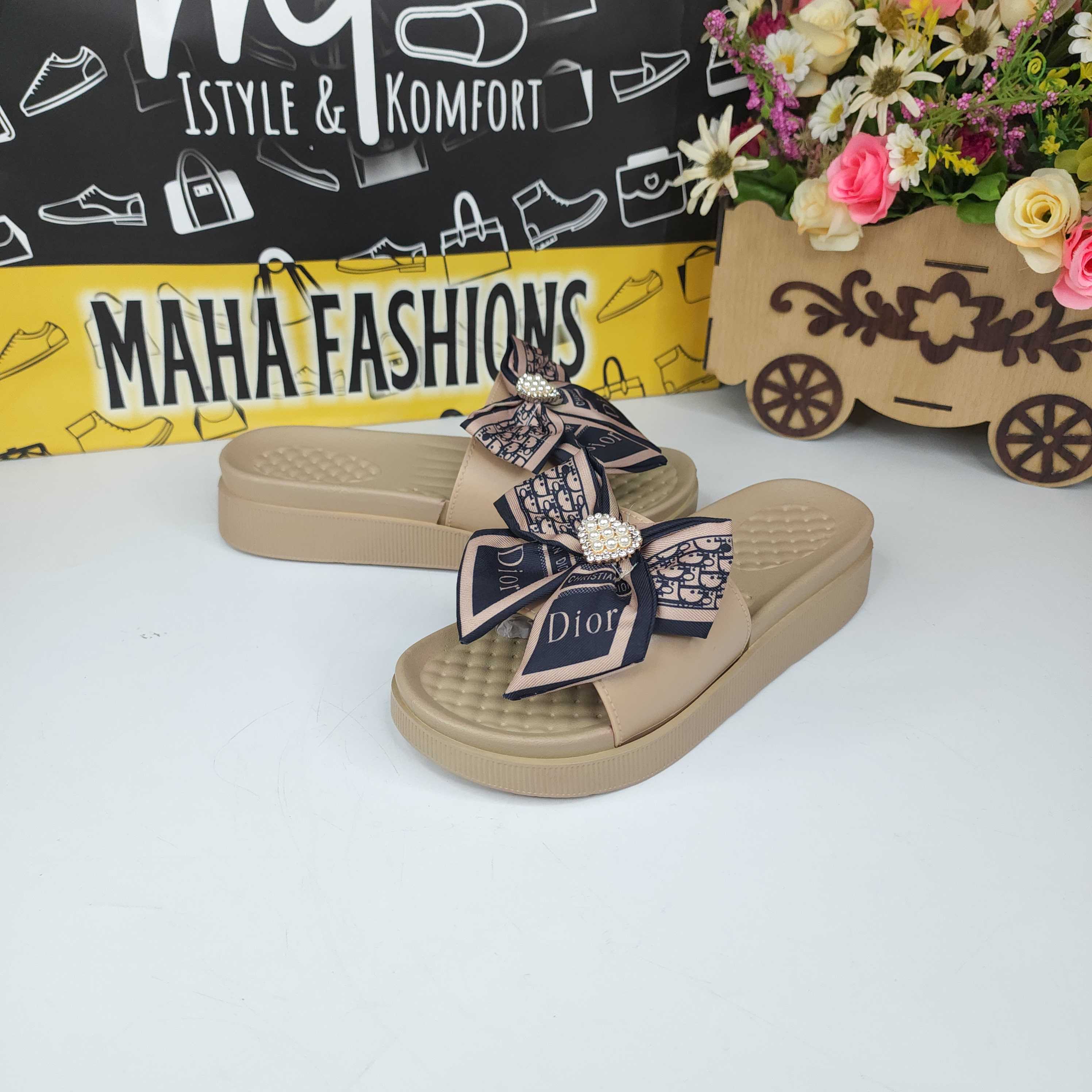 Brown Bow Slippers - Maha fashions -  